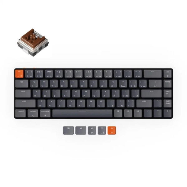 Купить Механическая клавиатура Беспроводная механическая ультратонкая клавиатура Keychron K7, 68 клавиши, RGB подсветка, Brown Switch